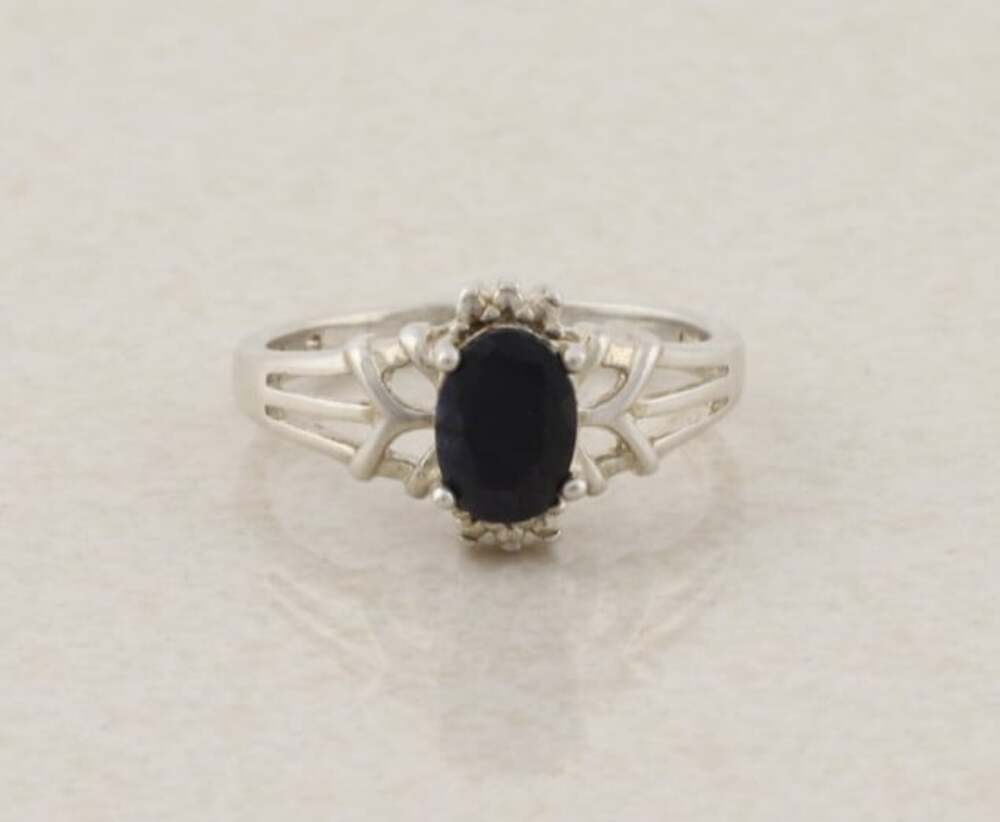 Sterling Silver Natural Dark Blue Sapphire Ring Size 5 1/4 Woman Teen Child Avon
